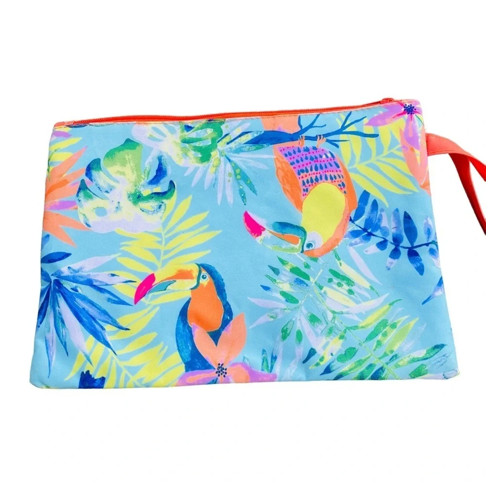 Tropical Parrot Bird Beach Cosmetic Make Up Bag